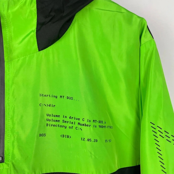 Meta Black Green Coding Coder Pullover Hooded Multipocket Windbreaker Jacket - Picture 3 of 10